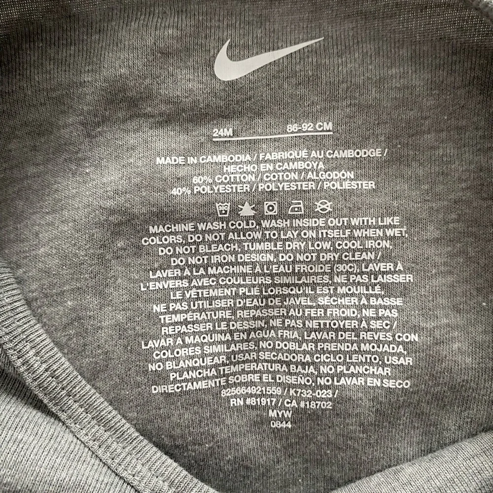 Nike Toddler Baby Boy Gray Long Sleeve Onesie BodySuit 24 Months NWT